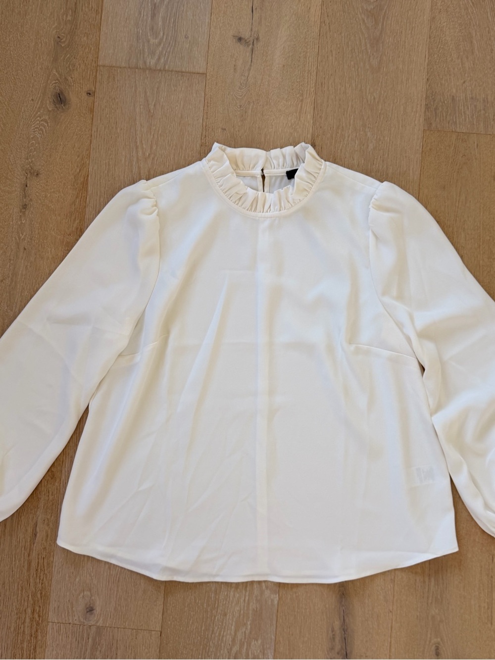 J. Crew Cream Ruffle-Neck Long Sleeve Blouse